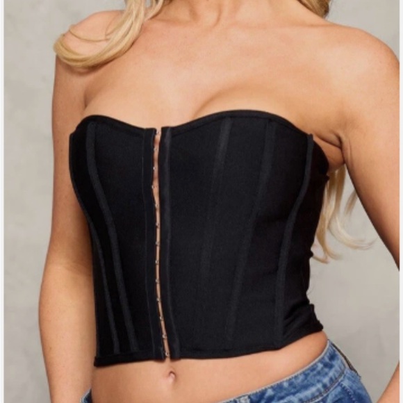 PrettyLittleThing Tops - PrettyLittleThing Black Bandage Corset Top Size 8 Whimsigoth Punk Baddie Grunge